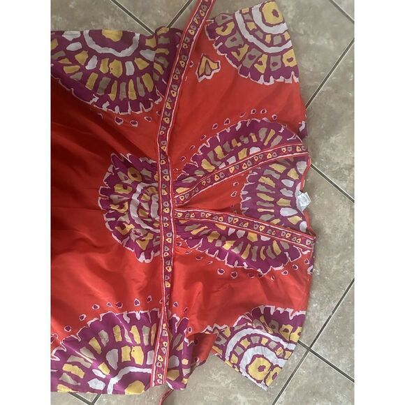 Trina Turk L Silk Blend Kimono Style Mini Dress Multicolor Tie - Picture 2 of 7